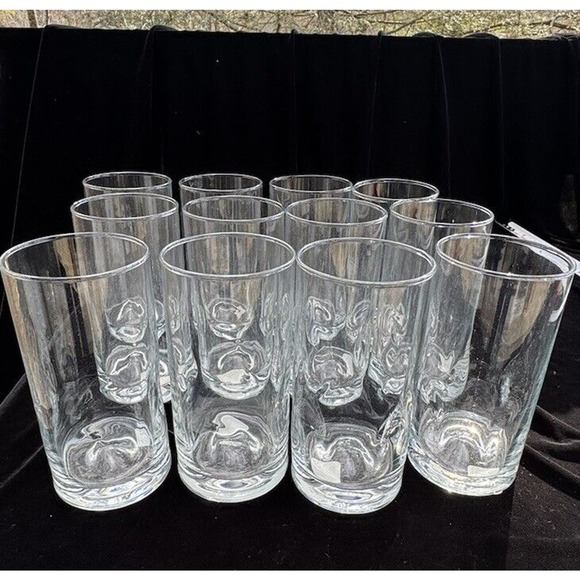 12 Brand New! Crate & Barrel Impressions Cooler Bar Glasses Indentations To Hold